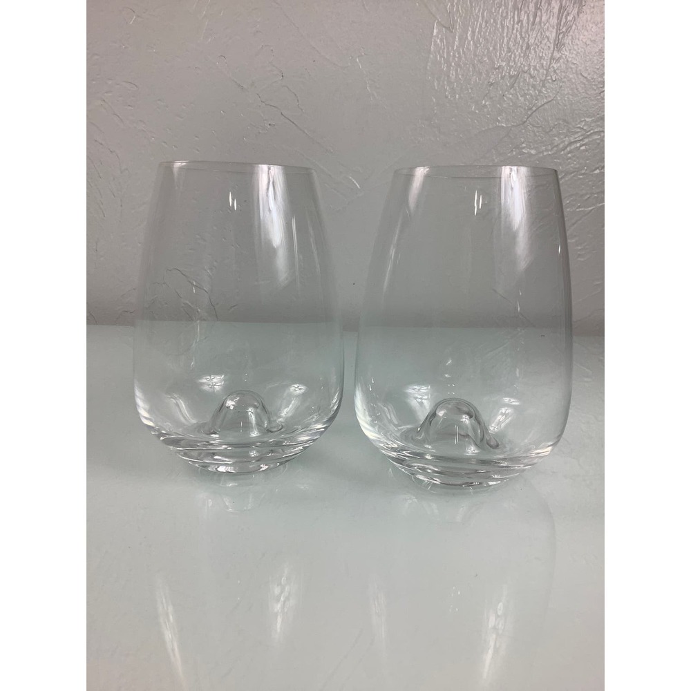 Rosenthal Crystal Signed Studio Line Stemless Wine glasses 22oz Pair EUC